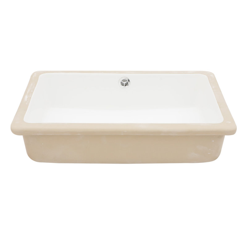 18 "x12"Ceramic Rectangular Undercounter Mount Bathroom Sink with Overflow Hole