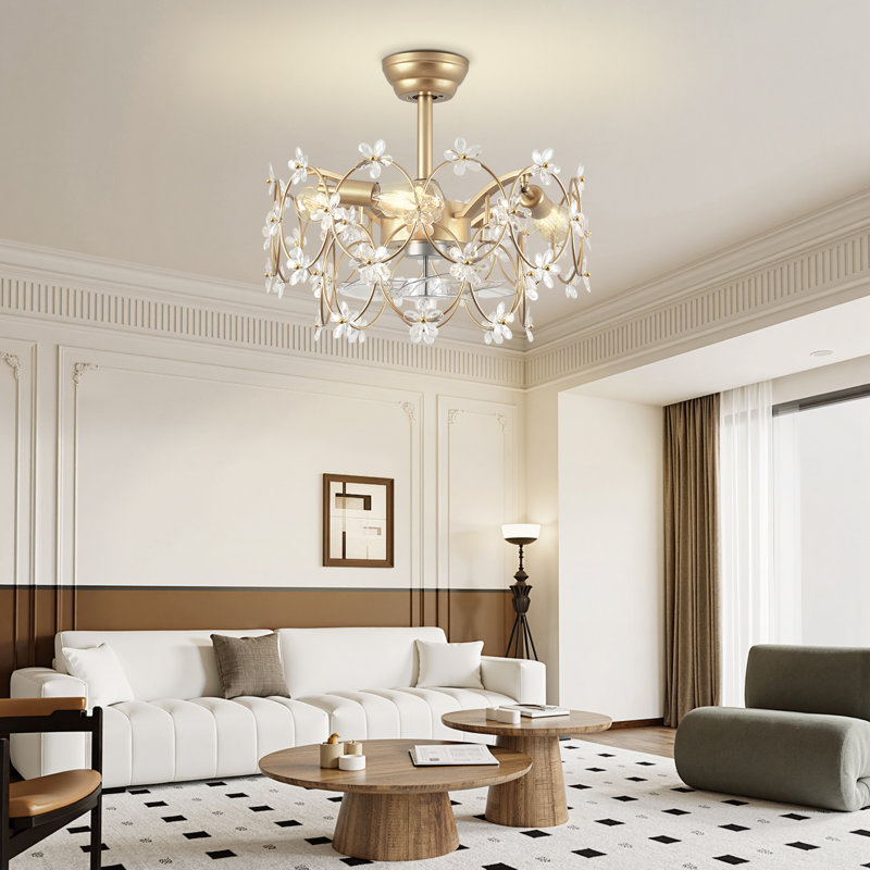 Ventilateur de plafond en cristal 22 '' avec télécommande et lumière
