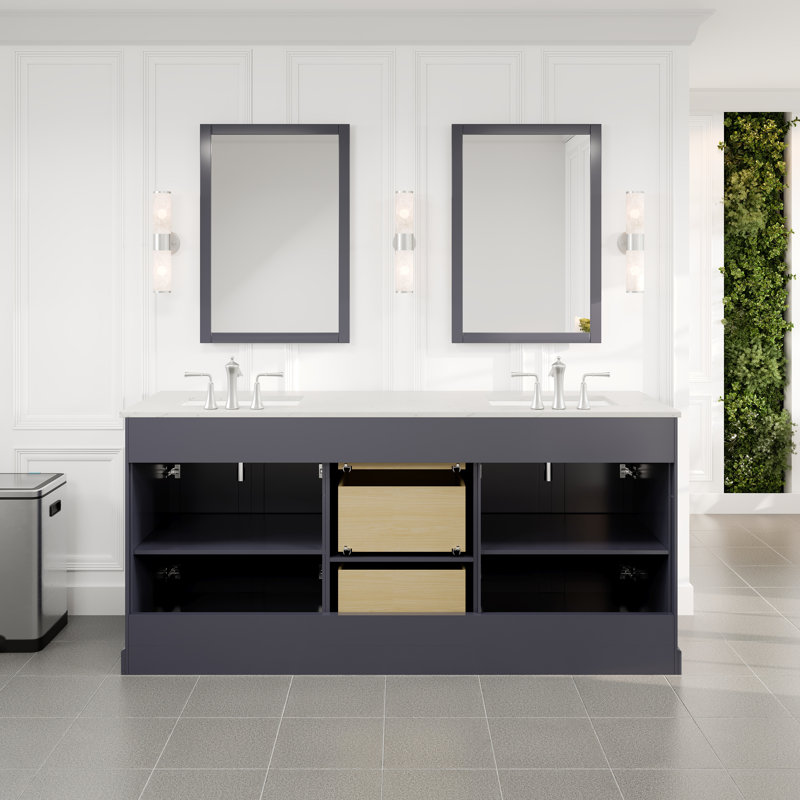 Didomenico 72" Double Bathroom Vanity Set, Brushed Nickel