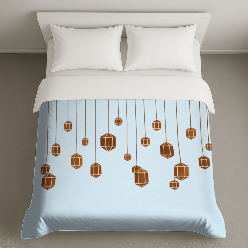 Geometric Crystals Polyester Geometric Duvet Cover, Queen, Light Brown Pale Blue