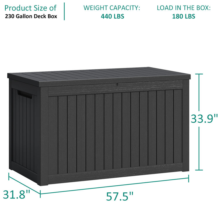 Devoko 32 Gallon Outdoor Resin Deck Box with Seat, Black