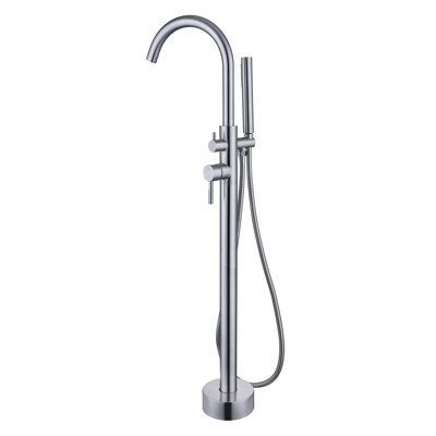 Robinet de baignoire autoportant à fixation au plancher à poignée double Kebo