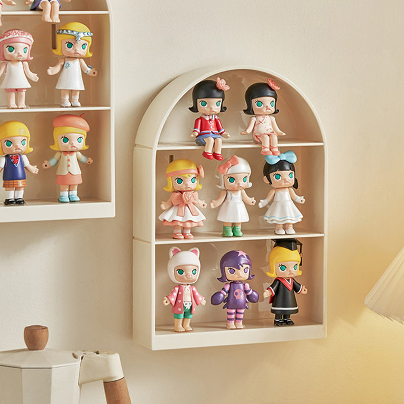 Présentoir mural à 3 couches pour figurines debout sans poinçonnage