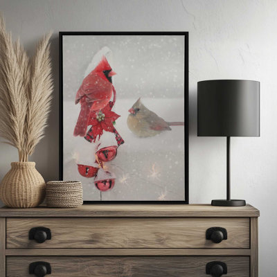 Snowy Christmas Cardinals by Lori Deiter Art Print