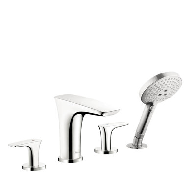 Puravida Double Handle Deck Mounted Roman Tub Faucet Trim with Diverter and Handshower