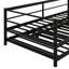 Lit de jour simple en métal noir avec couchette à DEL 7 couleurs et gigogne, style industriel, sans sommier tapissier, idéal pour les chambres d'amis à DEL télécommandées, fabrication solide réglable et durable