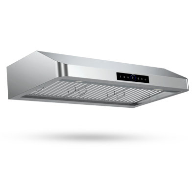 Hotte sous l'armoire de 900 pi³ / min, hotte de ventilation intelligente à 4 vitesses avec capteur tactile, deux lumières à DEL, filtres à chicane