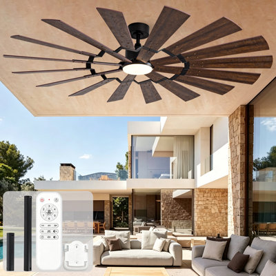 Ventilateur de plafond à 8 pales, grand format, avec lumière DEL et télécommande