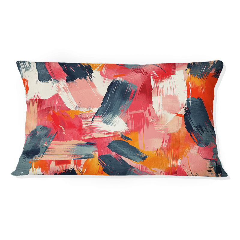 Red Brush Strokes - Coussin lombaire moderne