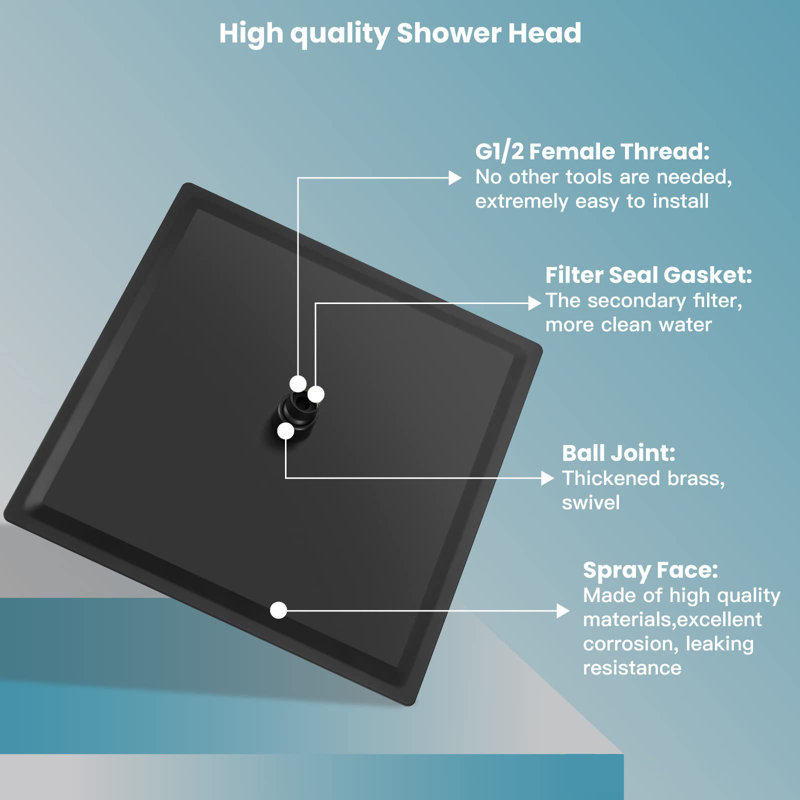 Rain Fixed Shower Head 1.8 GPM GPM, Matte Black