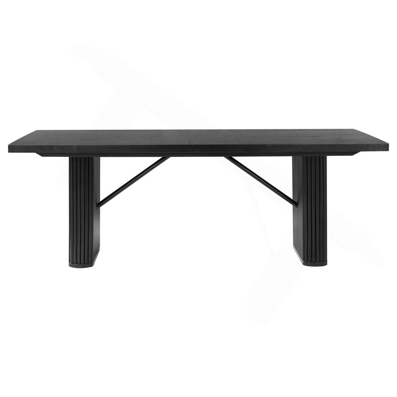 Houston Black Rectangular Double Pedestal Dining Table