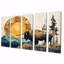 Bison américain dans «The Woods I» - art mural animal Buffalo - ensemble de décorations murales modernes-577006899-577006900