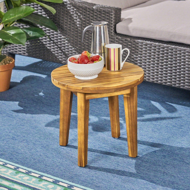 Table d'appoint d'extérieur en bois d'acacia 16 po, Teck