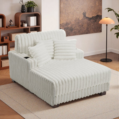 59"D Faux Fur Indoor Chaise Lounge by Hokku Designs