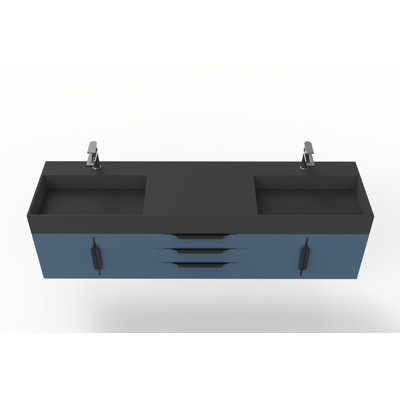 Ensemble de meuble-lavabo mural simple l 72 po Clelie