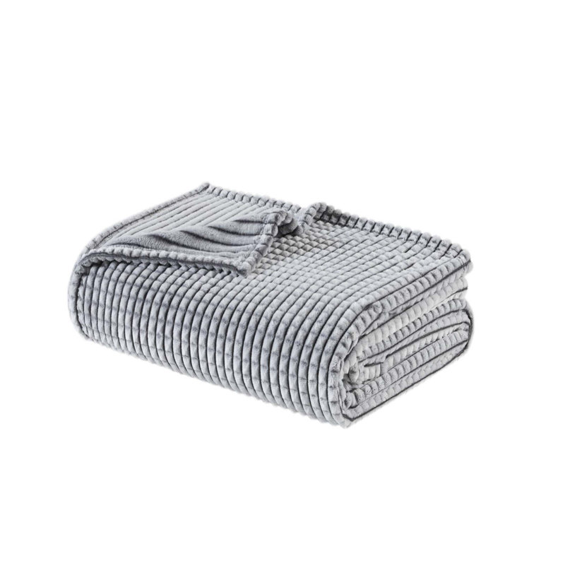 Carved Plush Blanket King, Grey, 108" L x 90" W
