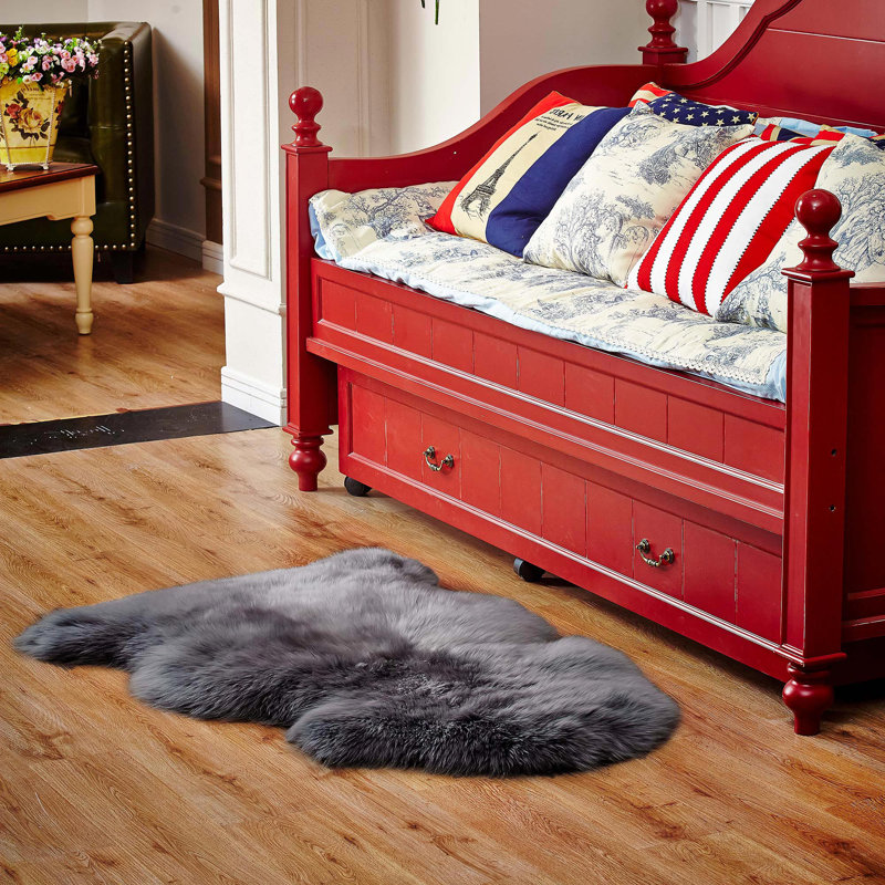 Lewin Handmade Sheepskin Charcoal Area Rug