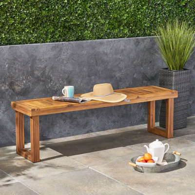 Banc en bois pour l'extérieur, résistance aux intempéries, banc de l 60 po x P 15 po et H 18 po, finition naturelle, cour idéale, 60 po x 15 po x 18 po