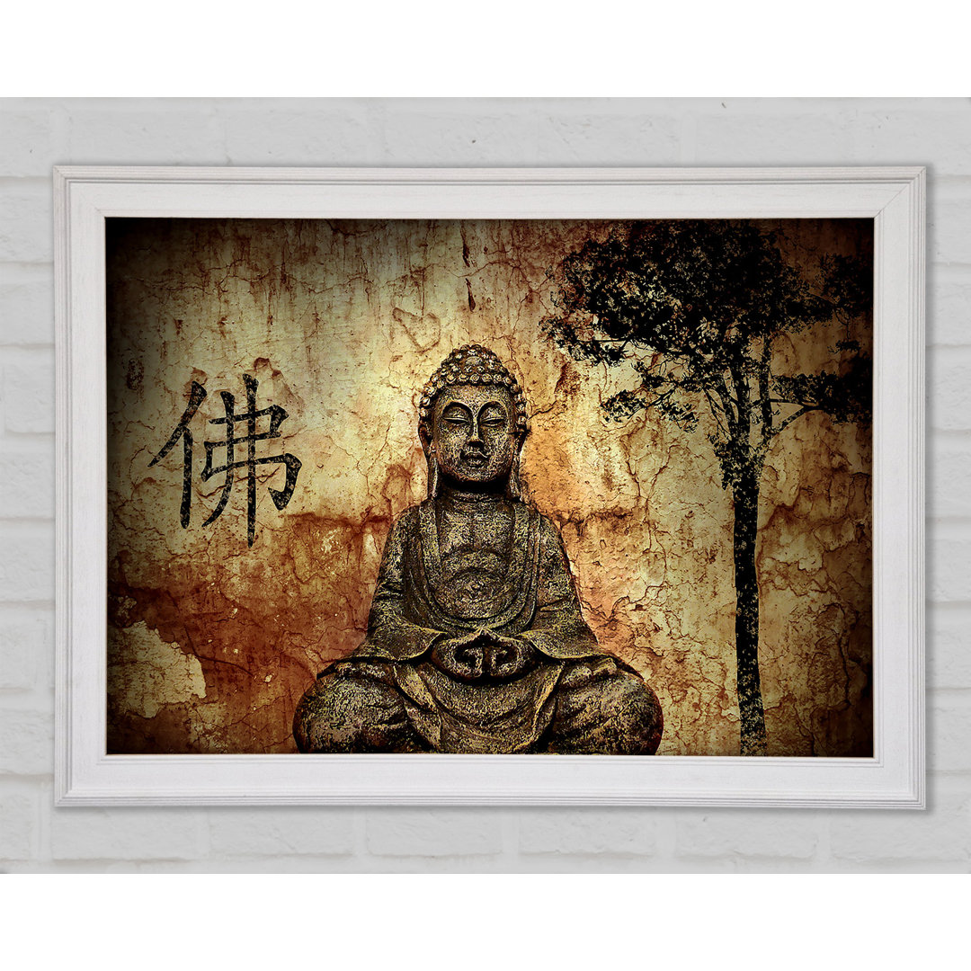 Gerahmtes Leinwandbild Buddha Retro Tree