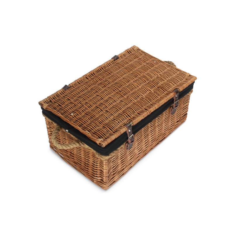 Wicker Rope Handled Trunk with Lining, Double Steamed/Black