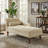 59" Tufted Rolled Arm Chaise Lounge - Beige - Turned Legs-116326894