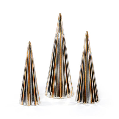 Sapins de table en verre côtelé de Noël, ensemble de 3