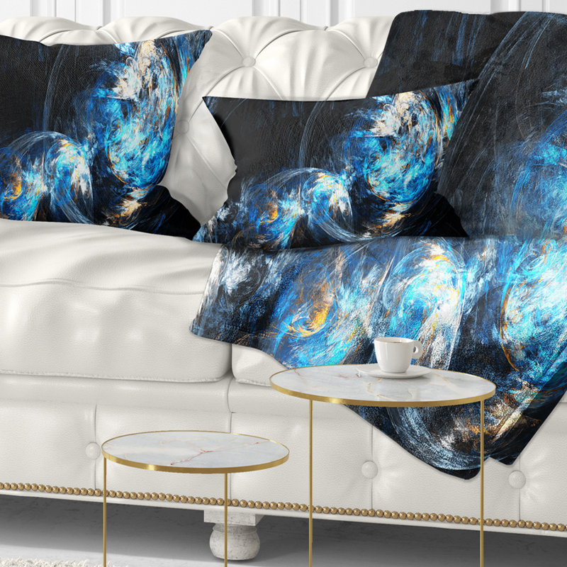 Abstract Throw Pillow, Dark Blue Smoke Pattern Decor - Colored Smoke Dark Blue, Blue/Black
