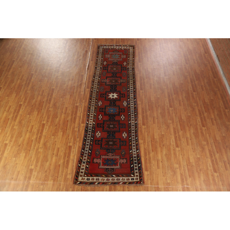 Pre-1900 Antique Kazak Vegetable Dye Runner Rug