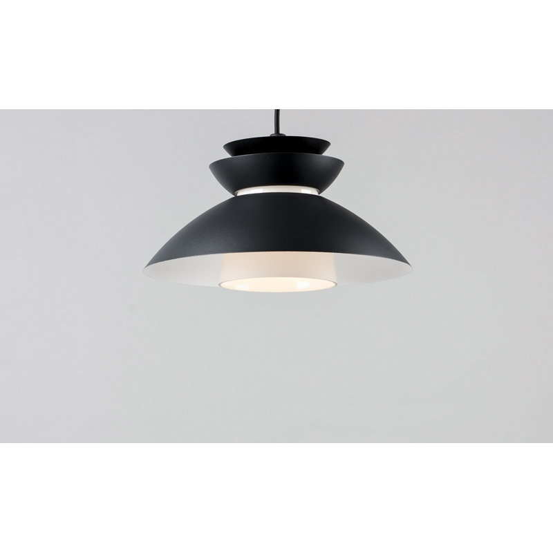 Luminaire suspendu en forme de dôme à 1 lumière Hannes, Noir, noir, noir, noir
