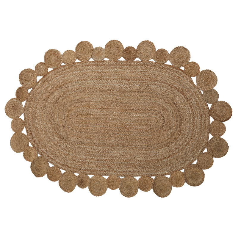 Geometric Jute / Sisal Flatweave 170cm X 120cm Area Rug, Oval 120 x 170 cm