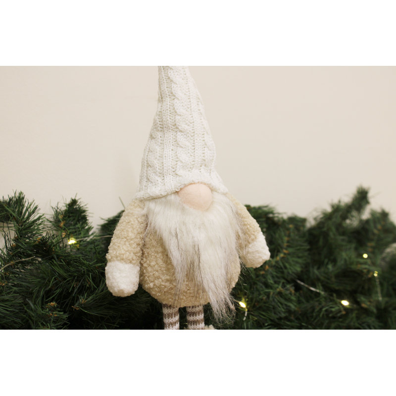 Standing Gonk with Brown Knitted Hat, White