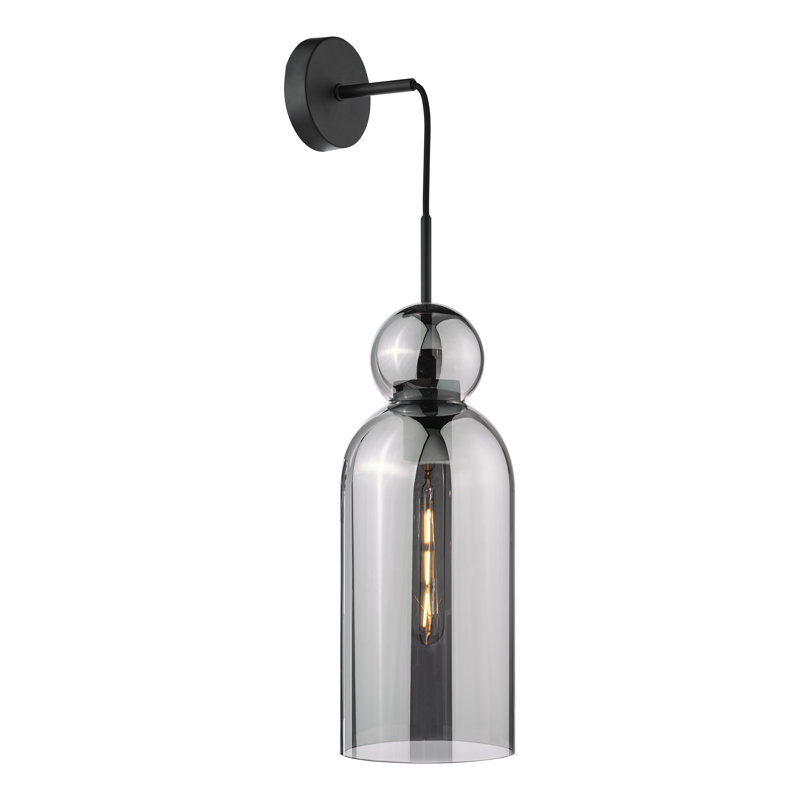 Tao 1LT PENDANT AMBER GLASS, Matt Black
