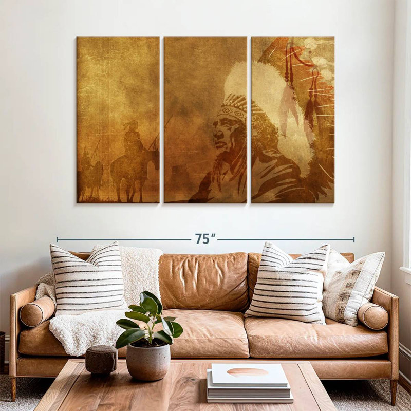 Lelar Native American Depiction, 42" H x 65" W