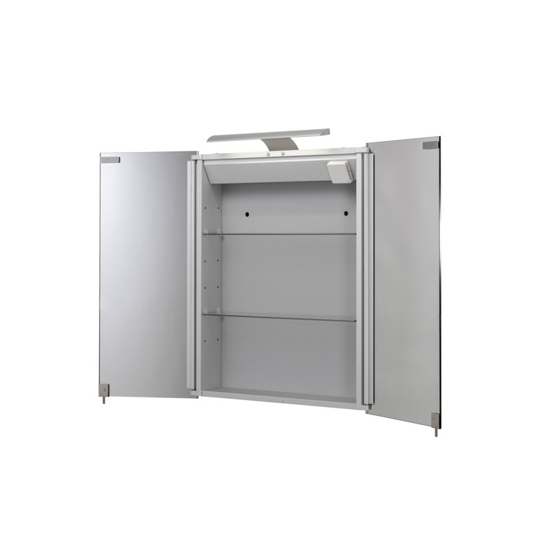 600mm W 766mm H Surface Frameless Medicine Cabinet Mirror 2 Adjustable