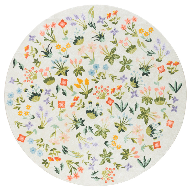 Tapis floral lavable à la machine MSRW 186 Performance, Rond 6 pi
