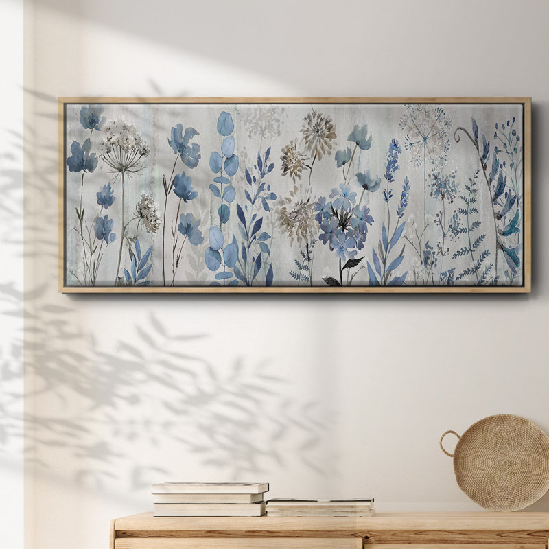Blue Meadow- Framed Canvas, 8" H x 20" W