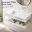 Lavabo de salle de bain flottant mural en résine 48 po avec vasque en forme de V, tablette ouverte et siphon en P inclus-1077698535-1077698531
