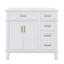 Meuble-lavabo de 36 po avec lavabo en céramique, armoire de rangement moderne avec 2 portes à fermeture douce et 4 tiroirs, élégant pour petite pièce, appartement-621605693