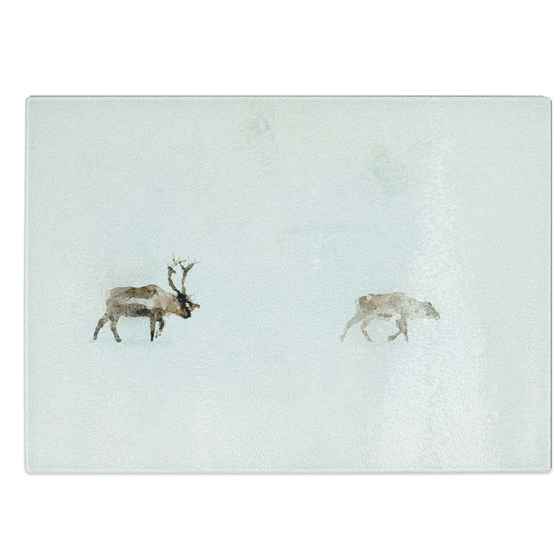 Tempered Glass Reindeer Chopping Board, 39 cm W x 28.5 cm L