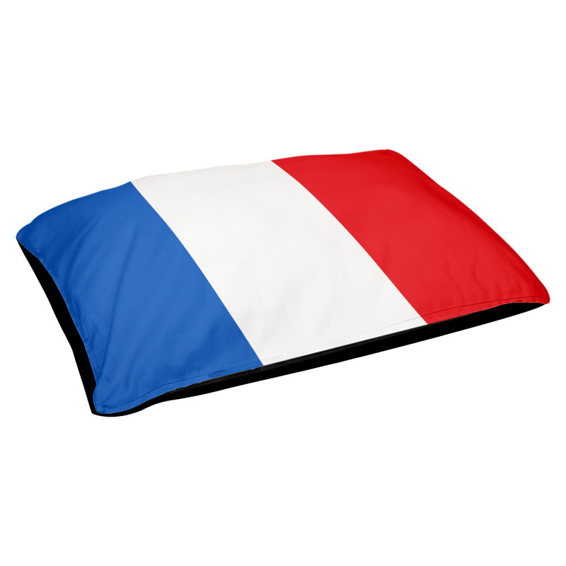 Coussin pour chien Indiana, Moyen (l 28 po x P 18 po x H 9,5 po), Bleu / blanc / rouge