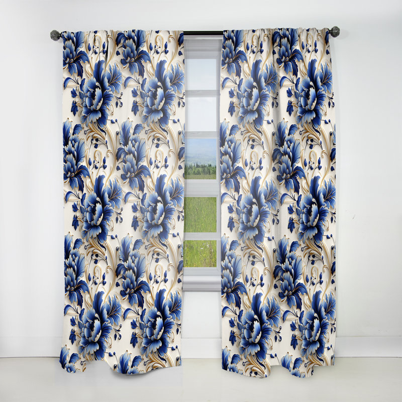 Motif victorien Regal Baroque Flourish - Rideau damassé - Velours obscurcissant - 1 panneau, L 52 po x L 108 po