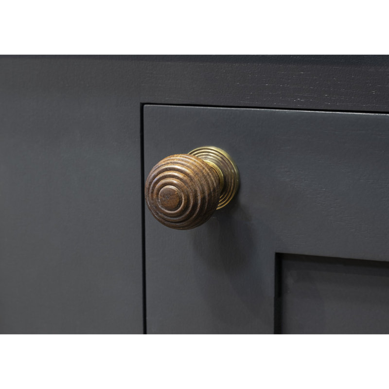 Beehive 35mm Diameter Round Knob, Rosewood/Aged Brass