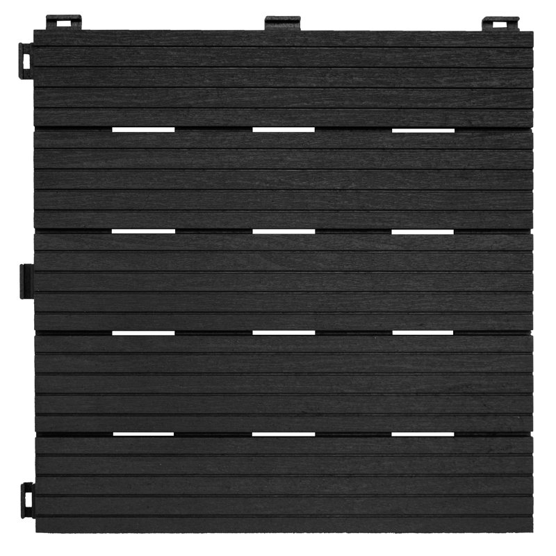 COSMO-DECKING-TILES 30cm L x 30cm W Composite Interlocking Deck Tile, Dark Grey