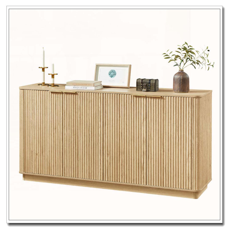 Buffet 63 "à rayures verticales avec rangement, Chêne