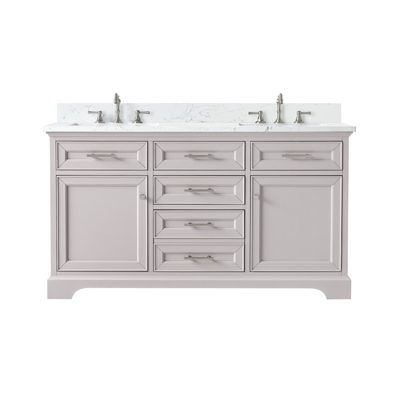Thompson 60" W Double Vanity, Taupe/Brushed Nickel