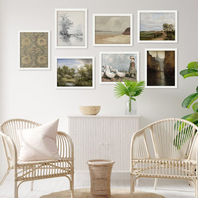 Motif floral, paysage de campagne, nature sauvage, minimalisme, rustique et confortable, impression sur papier, 7 pièces