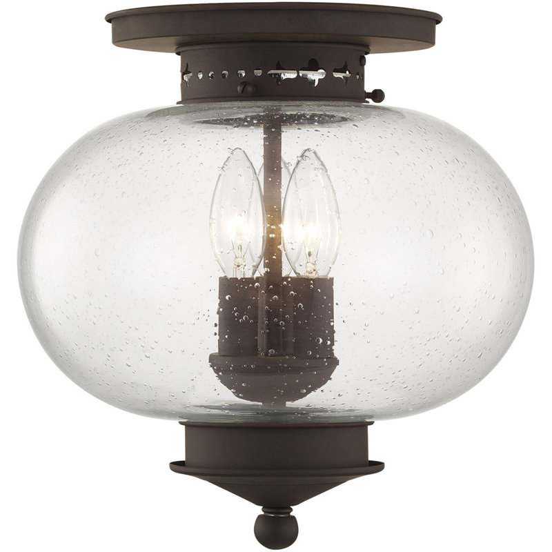 Piketon Glass Semi Flush Mount, Bronze