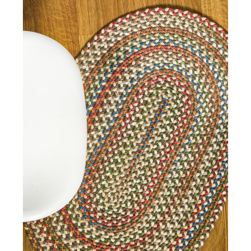Tapis taupe foncé/naturel tressé Fellsmere, Ovale 3 pi x 5 pi