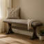 Banc de salle à manger Omal, bois brun, siège rectangulaire en tissu gris de 53 pouces