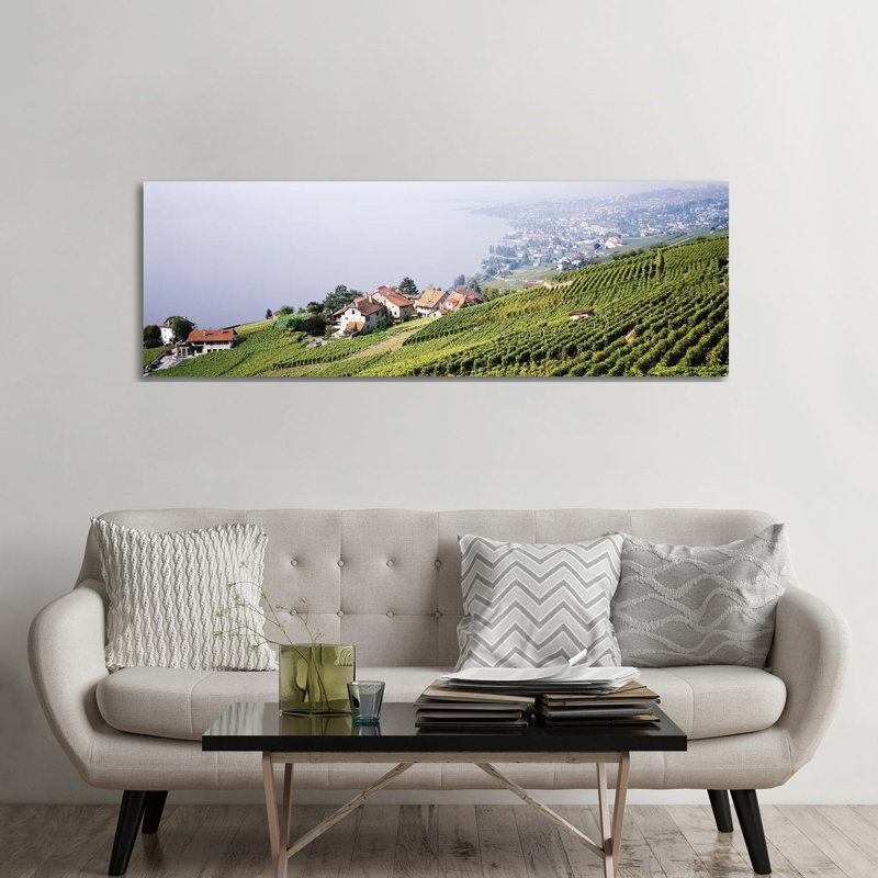 Hillside Sloping Vineyards, Lausanne, Vaud, Switzerland - Wrapped Canvas Panoramic Print, 182.88 cm H x 60.96 cm W x 3.175